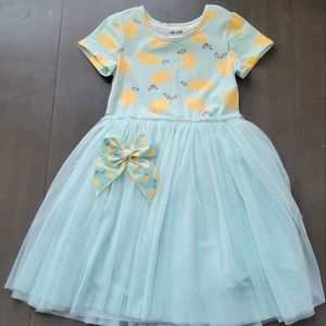 Taylor Joelle lemon print tutu dress with matching bow.